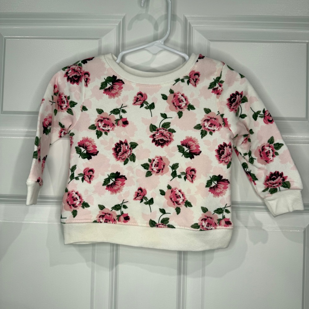 Girls Pink Floral‎ Long Sleeve Sweatshirt Top Garanimals Baby Size 6-9 Months